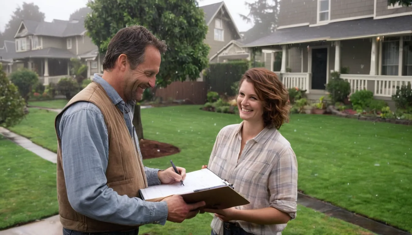 A homeowner talking with a tree provider in the McMinnville area