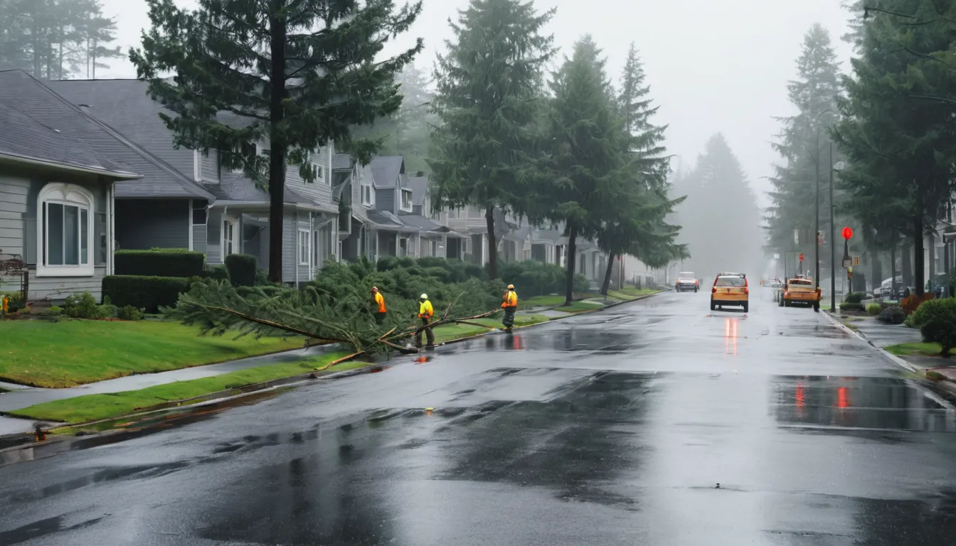 A neighborhood street in McMinnville after a windstorm